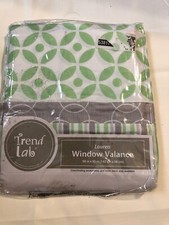 Trend Lab Lauren Window Valance 56" X 12" Green White
