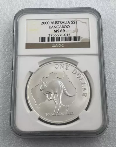 2000 Australia Kangaroo 1oz 999 Silver $1 Professionally Graded NGC MS69