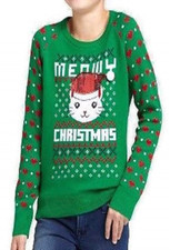Well Worn Holiday Sweater- Meowy Christmas-Red and Green- 18 Months