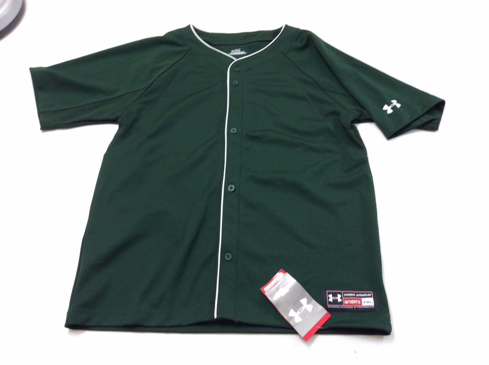 Under Armour Heat Gear Boys Authentic Baseball Jersey/Shirt Green Size XL