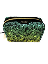 Victoria's Secret Cosmetic Beauty Bag Makeup Bag Embroidery Floral Ombre Blue