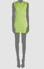 $2095 Versace Women's Green Crossover Draped High-Neck Bodycon Dress Size 44