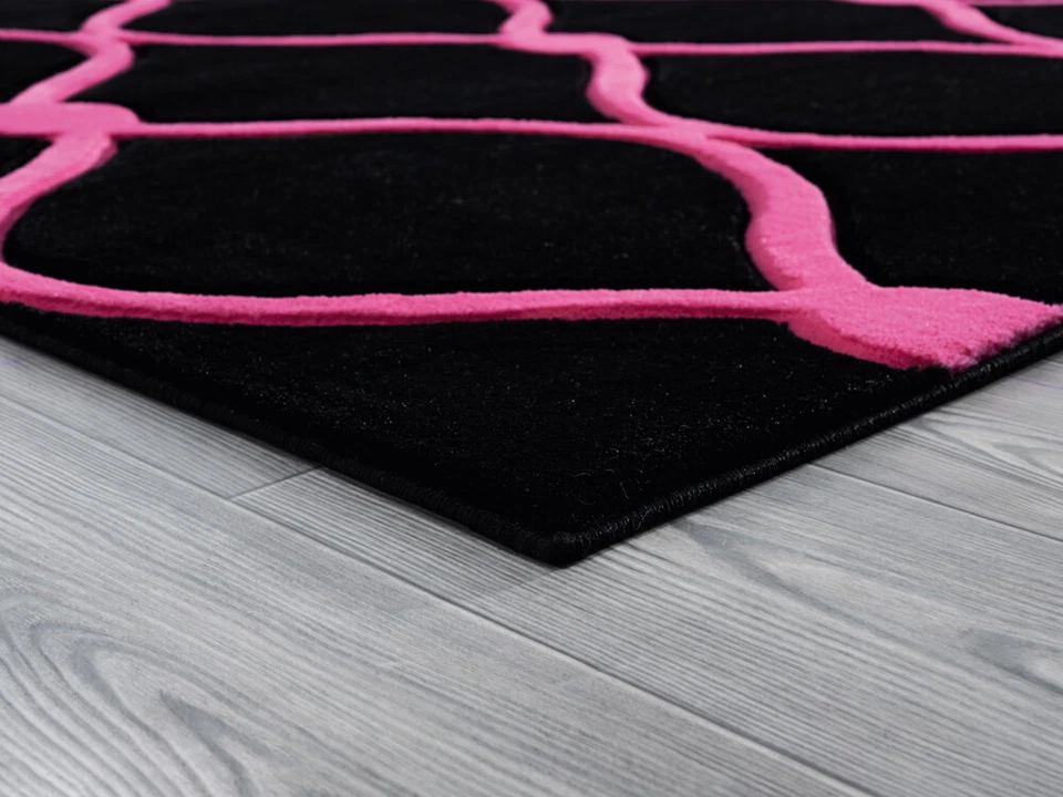 United Weavers 粉色当代凹凸 Ogee 地毯 几何图案 2050 11586 — 第 3/4 张图片