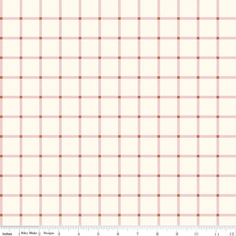 33" Long Bolt End, Cream Plaid By Riley Blake $3.99 Ships ANY Amount Of Fabric - Image 2 of 4