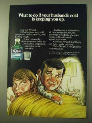 1971 Vicks NyQuil Ad - Husband's Cold Keeping You Up