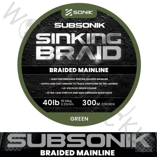 Trenza Sonik 40 lb línea principal hundimiento rápido verde 300/600 m pesca de carpa - Imagen 2 de 3