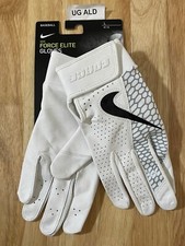 Nike Force Elite White/Gray/BLack Swoosh Batting Gloves Size Adult Large
