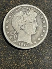 1912-D Barber Half Dollar 50c | Silver US Type Coin | Denver | VG+