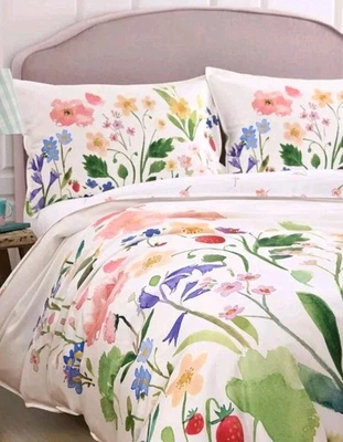 Bluebellgray Berneray KING Duvet Cover Set – Floral 100% Cotton – NEW