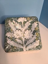 Vintage MC Italian Floral Ashtray Spatter Glaze 8" Ceramic deep 2"