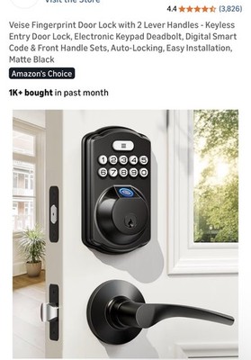Veise Keypad Digital Deadbolt, Keyless Entry Door Lock with 2 Lever Handles NEW