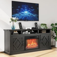 Fireplace TV Stand 67 Inch for 80 Inch TVs with 1400W Electric Fireplace