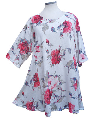 Mari Dago   Ultrakaschierend & Chic SunShine Shirt 6B A-Linie Red Roses Gr 64-78