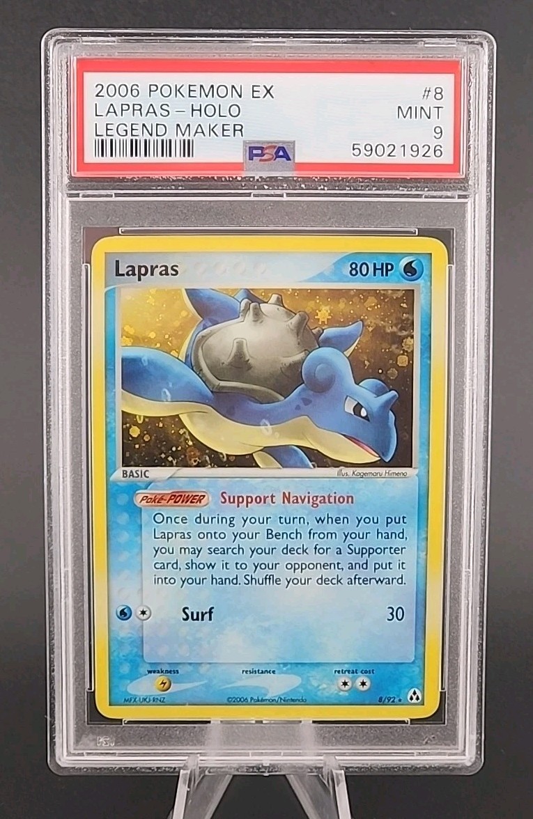 PSA 9 Mint 2006 Pokemon Lapras EX Legend Maker Holo Rare #8