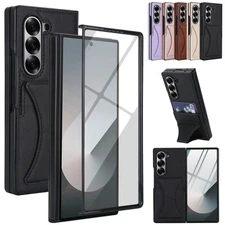 For Samsung Galaxy Z Fold 7/6/5/4/3 Case Card Holder Stand with Screen Cover