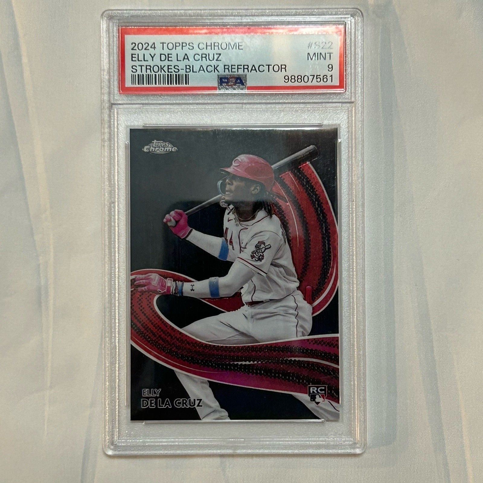 2024 Topps Chrome ELLY DE LA CRUZ Strokes Black Refractor RC /10 PSA 9 Pop 3