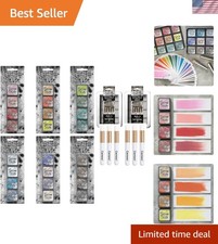 Ranger Mini Distress Oxide Ink Cube Pads, Kits 7-12, 24 Colors, 2 Organizer T...