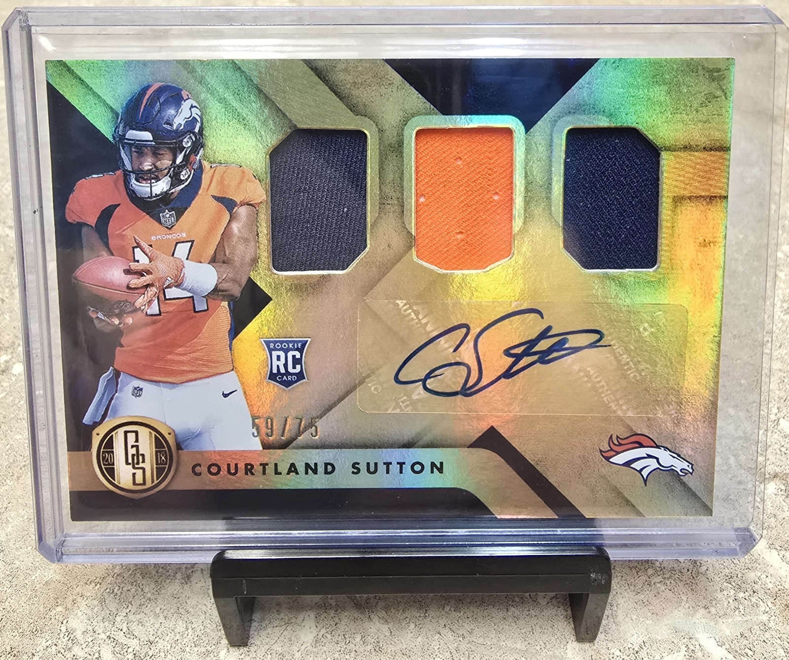 Courtland Sutton Panini Gold Standard #283 Autograph Triple Jersey