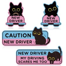 CNhoqc 4pcs Black Cat New Driver Car Magnet, Cute Shivering Cat Reflective St...