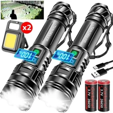 Rechargeable 900000LM Tactical LED Flashlight Super Bright + LED COB Work Light