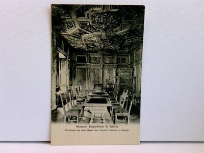 AK Museum Engiadinais St. Moritz, Prunksaal aus dem Hause der Visconti Venosta i