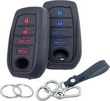 2Pcs 4 Buttons Silicone Smart Key Fob Cover for 2019-2025 Vehicles Black with R
