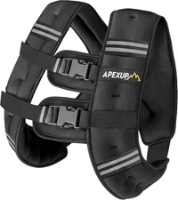 Apexup 30lb WEIGHTED VEST - Men/Women, Black Neoprene w/Reflective Strips