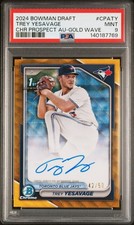 TREY YESAVAGE 2024 BOWMAN DRAFT GOLD WAVE AUTO #CPA-TY /50 PSA 9