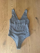 78 Vuori Halo Bodysuit V Neck Top Gray M