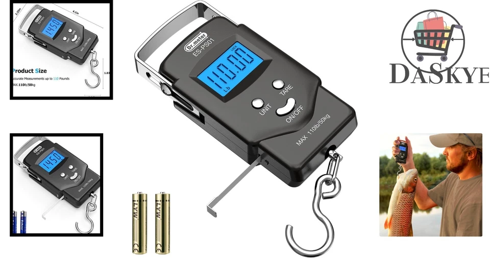 Báscula de pescado precisa de 110 lb - Ligera de mano con cinta métrica incluida Foto 2 de 4