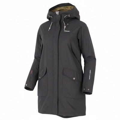 DIDRIKSONS Thelma Mantel Damen Jacke EU36 S grau Kapuze mittellang leicht *