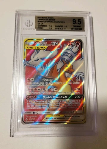 Pokémon TCG: Sun & Moon Unbroken Bonds Reshiram and Charizard GX BGS 9.5