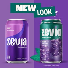 Zevia Zero Sugar Soda, Grape, 16 Oz Cans 12-Pack Naturally Sweetened