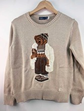 Polo Ralph Lauren Polo Bear Knit cotton Sweater SAND NUDE WOMEN'S L