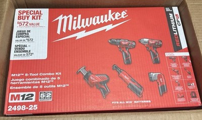 Milwaukee  2498-25 12V 5-Piece Cordless Combo Kit - Red