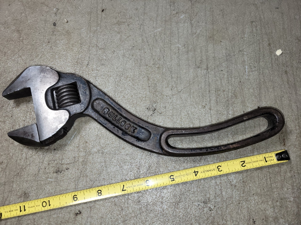 Vintage Bullock 12 inch adjustable S shape wrench  unusual brand