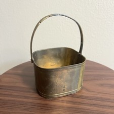 Beautiful Antique Solid Brass Small Basket With Handle
