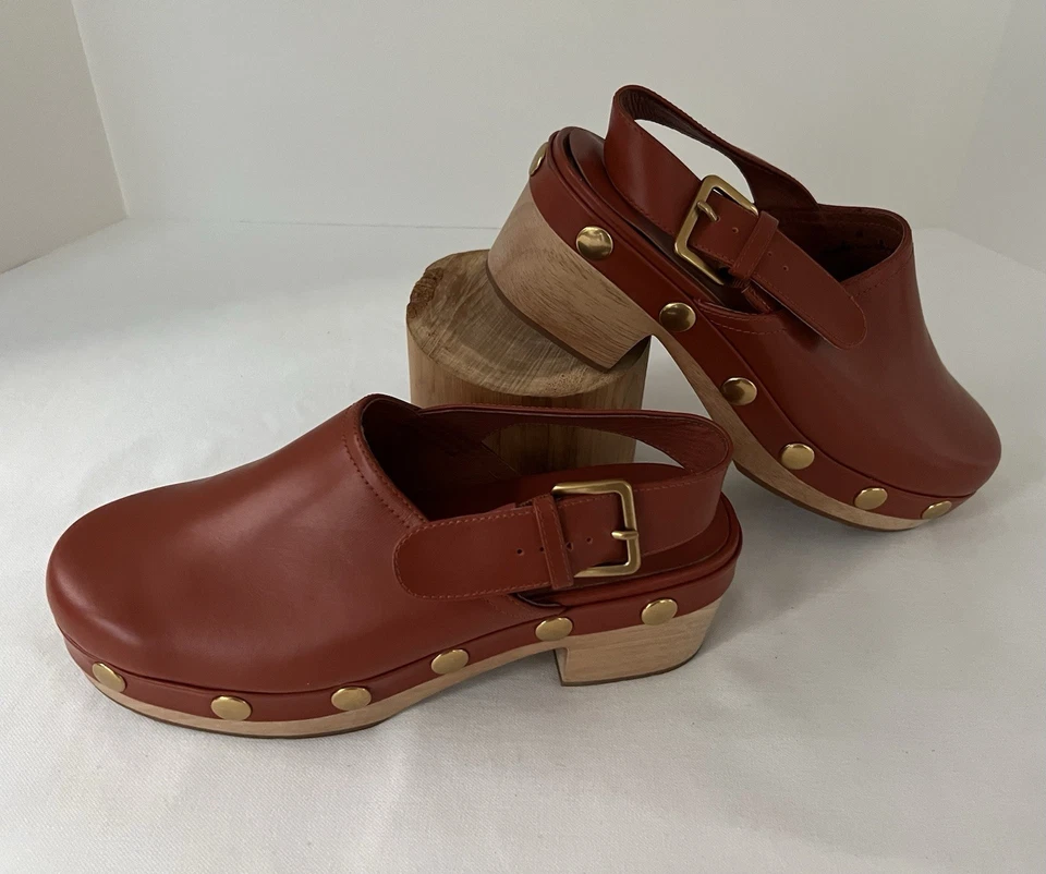 Charlotte Stone “Hari” Studded Slingback High Heel Clog in Luggage Sz. 9 - Image 2 of 4
