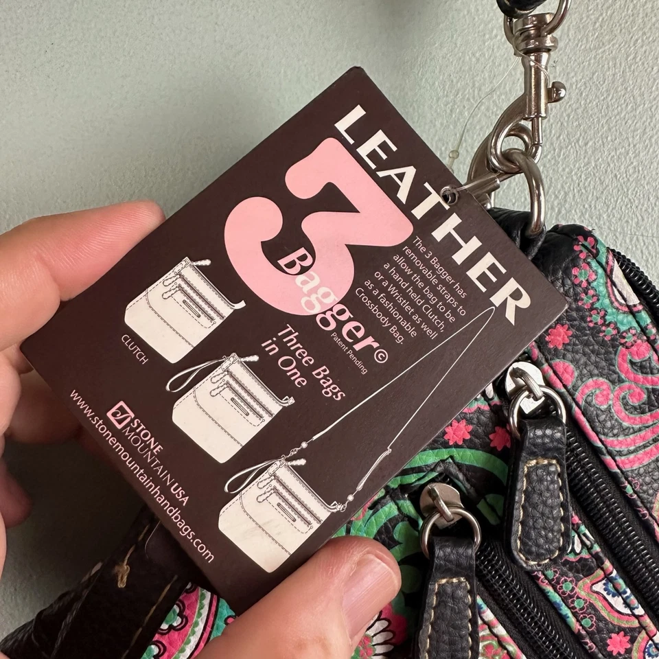 Bolso sin asas Stone Mountain de cuero floral cachemir pequeño bolso bandolera 3 en 1 Foto 4 de 4