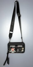 Ed Hardy Wallet Phone Bag Black Skull Tattoo Zip Around Crossbody Vegan Leather