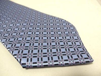 STEFANO RICCI ITALY SKY BLUE/BLK/SILVER FOULARD DIAMONDS SILK TIE NEW LONG/TALL