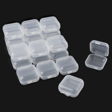 , 40 Pack Mini Square Storage Containers Box with Hinged Lid Clear Earplugs Plas