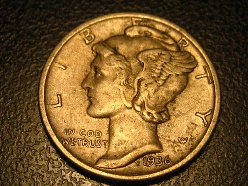 1936-P 90% Silver Mercury Head Dime XF     ^^^^^^