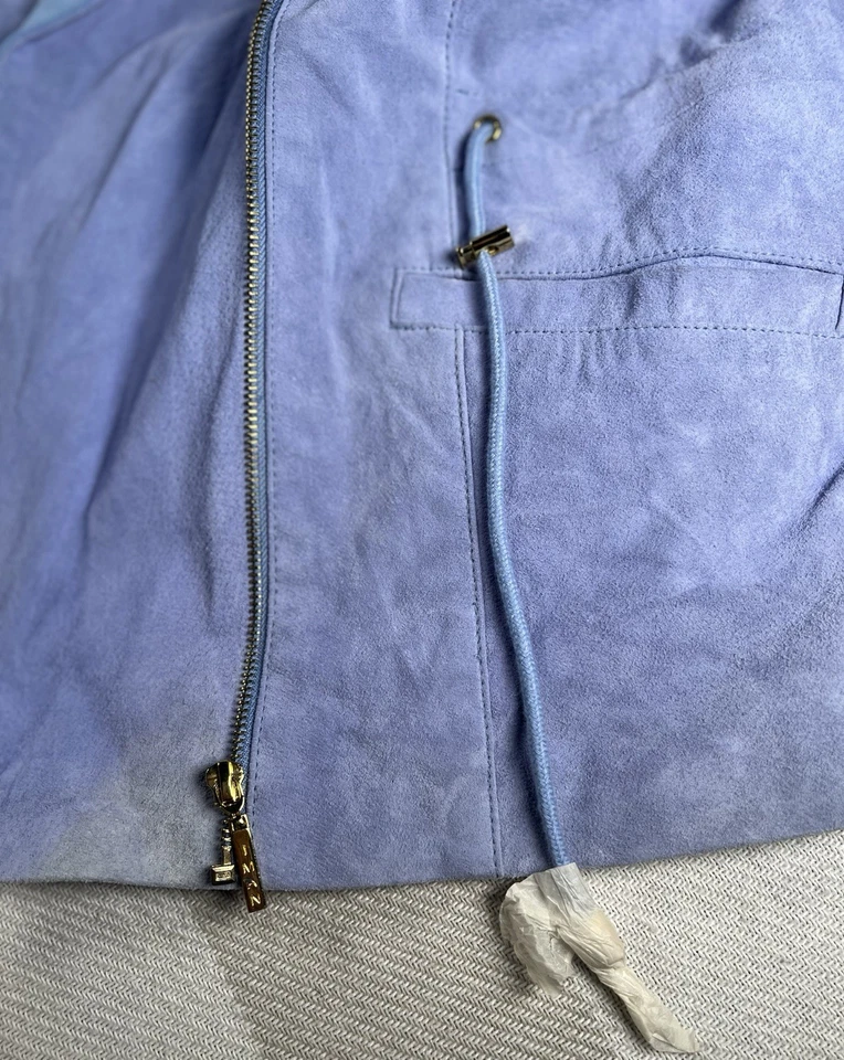 Chaqueta de motocicleta IMAN PLATINUM para mujer mixta de gamuza azul 1X Foto 4 de 4