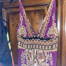 purple ANGIE BOHO MAXI BOHEMIAN FESTIVAL SUMMER DRESS size MEDIUM