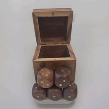 Wood Dice In Box 20mm Set Of 5 In Wooden Box D5