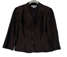 Kay Unger Evening Jacket Chocolate Brown Silk Blend Blazer Size 6
