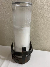 JAN BARBOGLIO Iron 4 Cross Candle Holder Metal VERY GOOD with Pillar Candle 8in