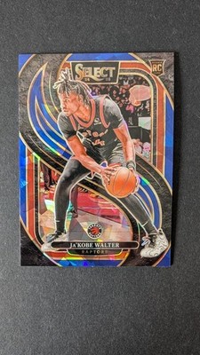 2024-25 Panini Select Concourse Cracked Ice Prizm #195 Ja'Kobe Walter RC Raptors