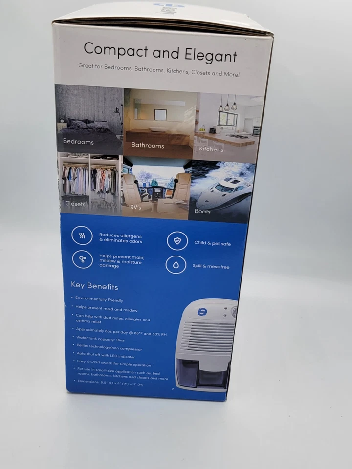 Deshumidificador Eva-Dry EDV-1100 Whisper-siet 16 OZ con apagado automático nuevo en caja Foto 4 de 4